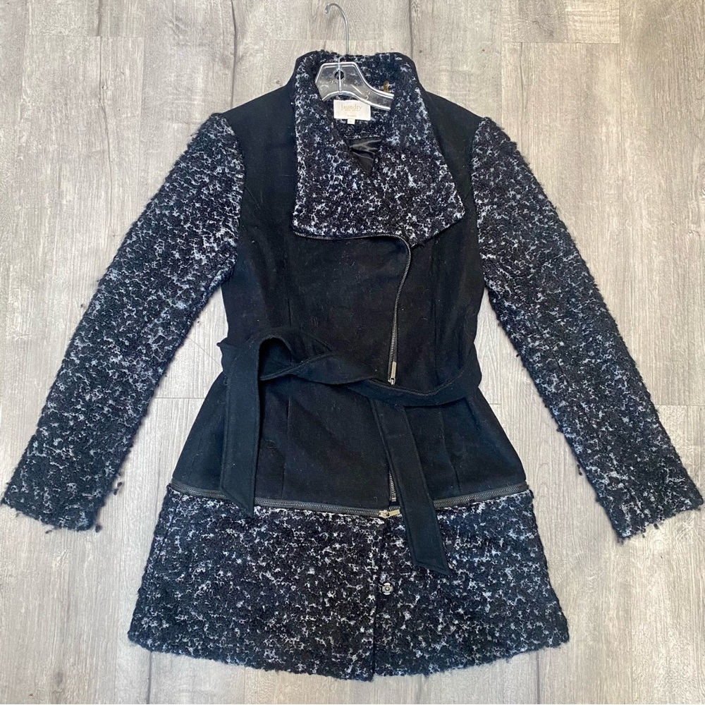 Laundry by Shelli Segal Black Moto Style Peacoat